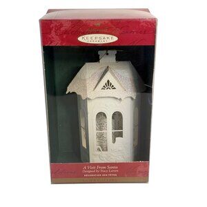 VTG Hallmark Keepsake Ornament A Visit From Santa White Lantern Dsgn Christmas
